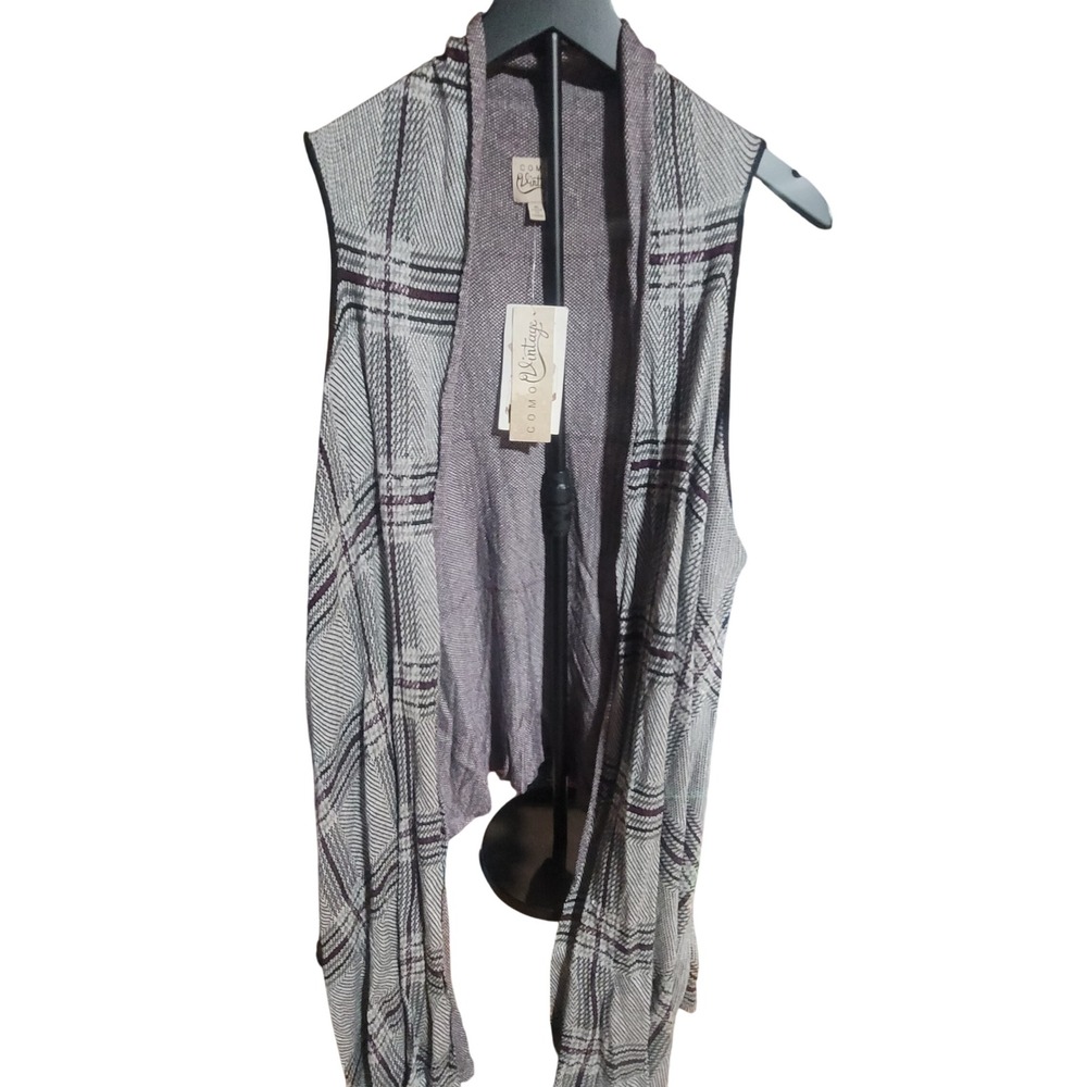 NWT Plaid Convertible Vest Scarf Travel Wrap Dark Academia Preppy Ruana XL